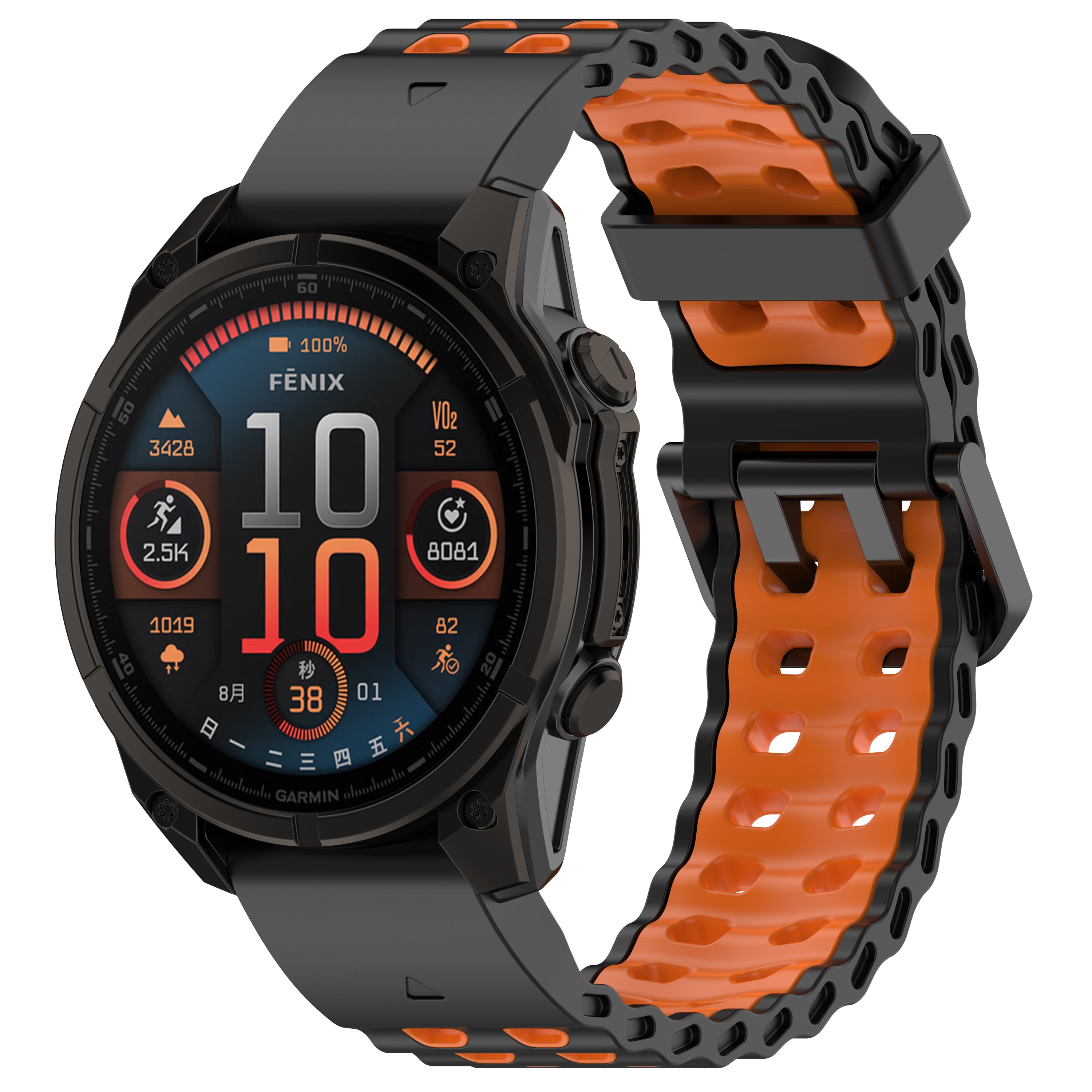 Bracelet sport ondulé Garmin Descent Mk2(i) (noir/orange)