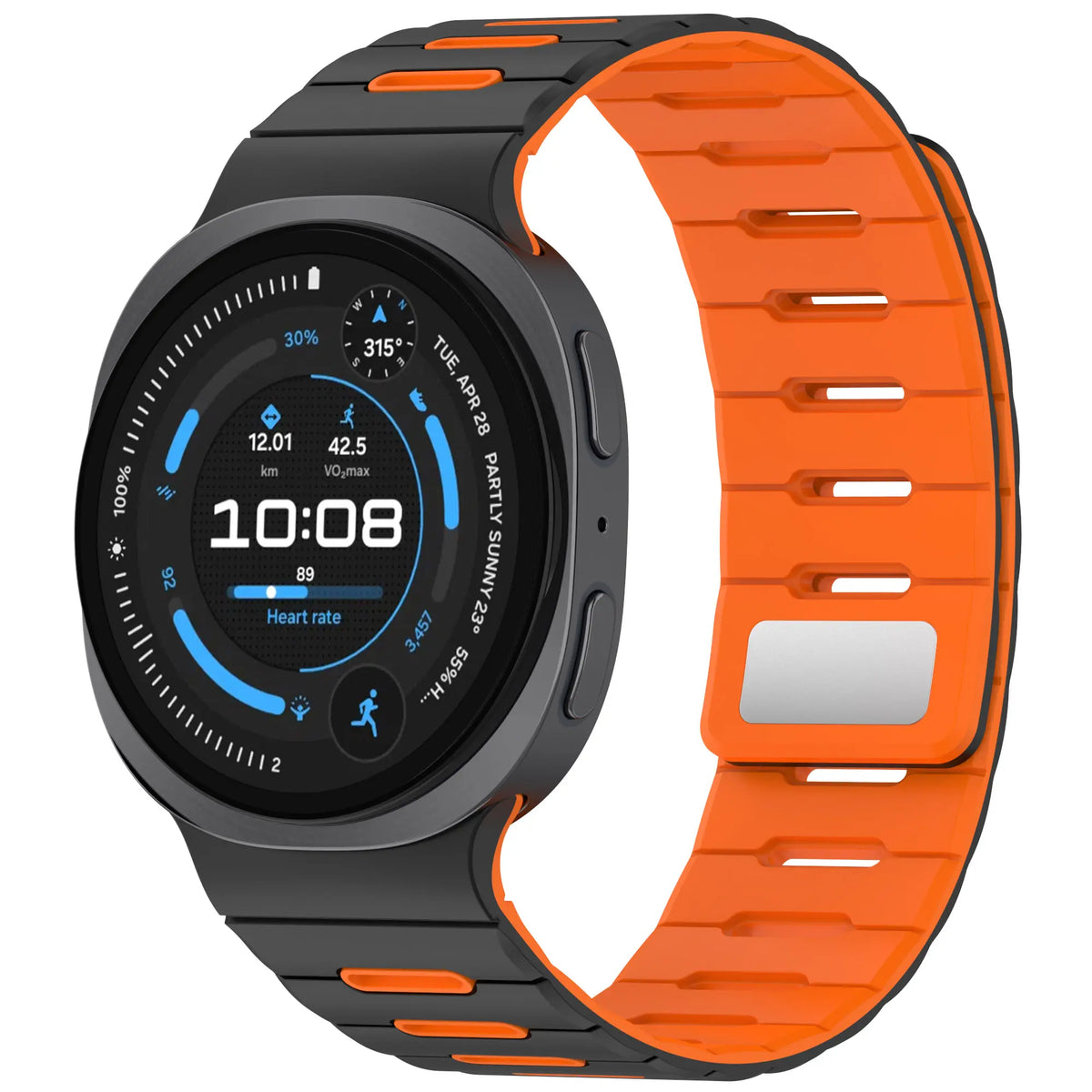 Bracelet silicone magnétique Samsung Galaxy Watch 8 - 40mm (noir/orange)
