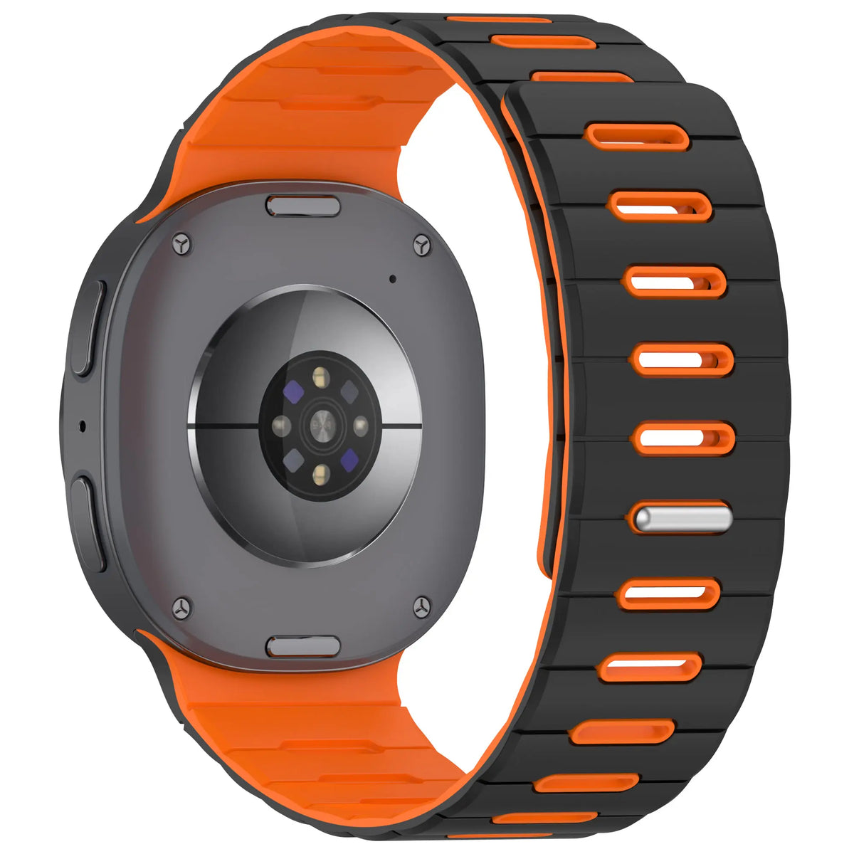 Bracelet silicone magnétique Samsung Galaxy Watch 8 Classic (noir/orange)
