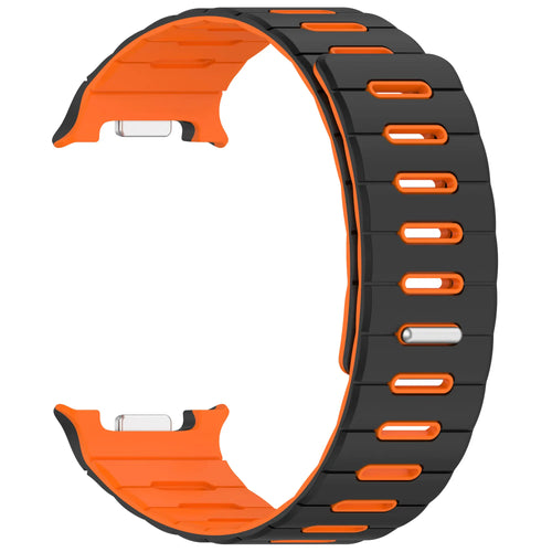 Bracelet silicone magnétique Samsung Galaxy Watch 8 - 44mm (noir/orange)