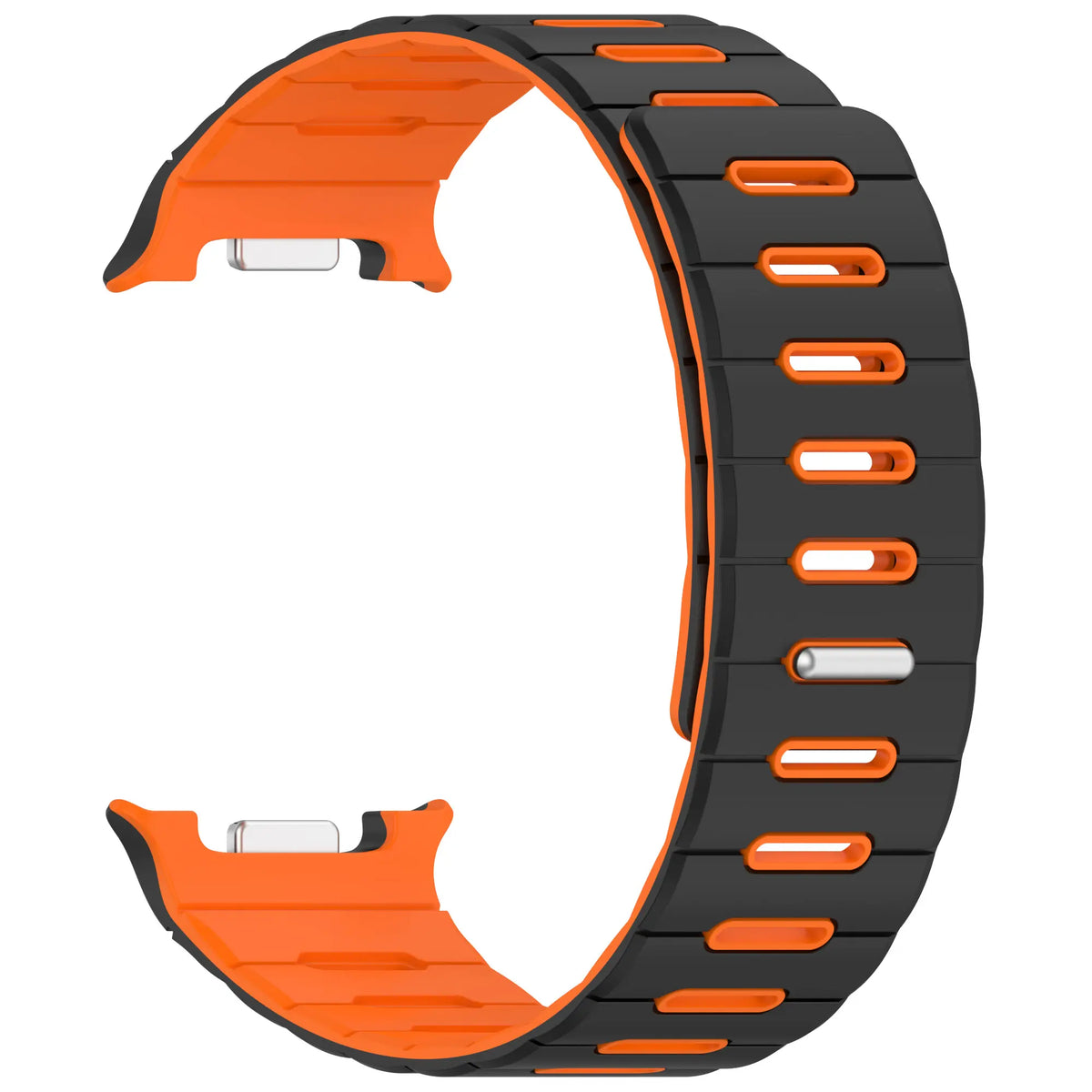 Bracelet silicone magnétique Samsung Galaxy Watch 8 - 44mm (noir/orange)