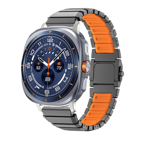 Bracelet titane hybride one bead Samsung Galaxy Watch Ultra 2 (noir/orange)