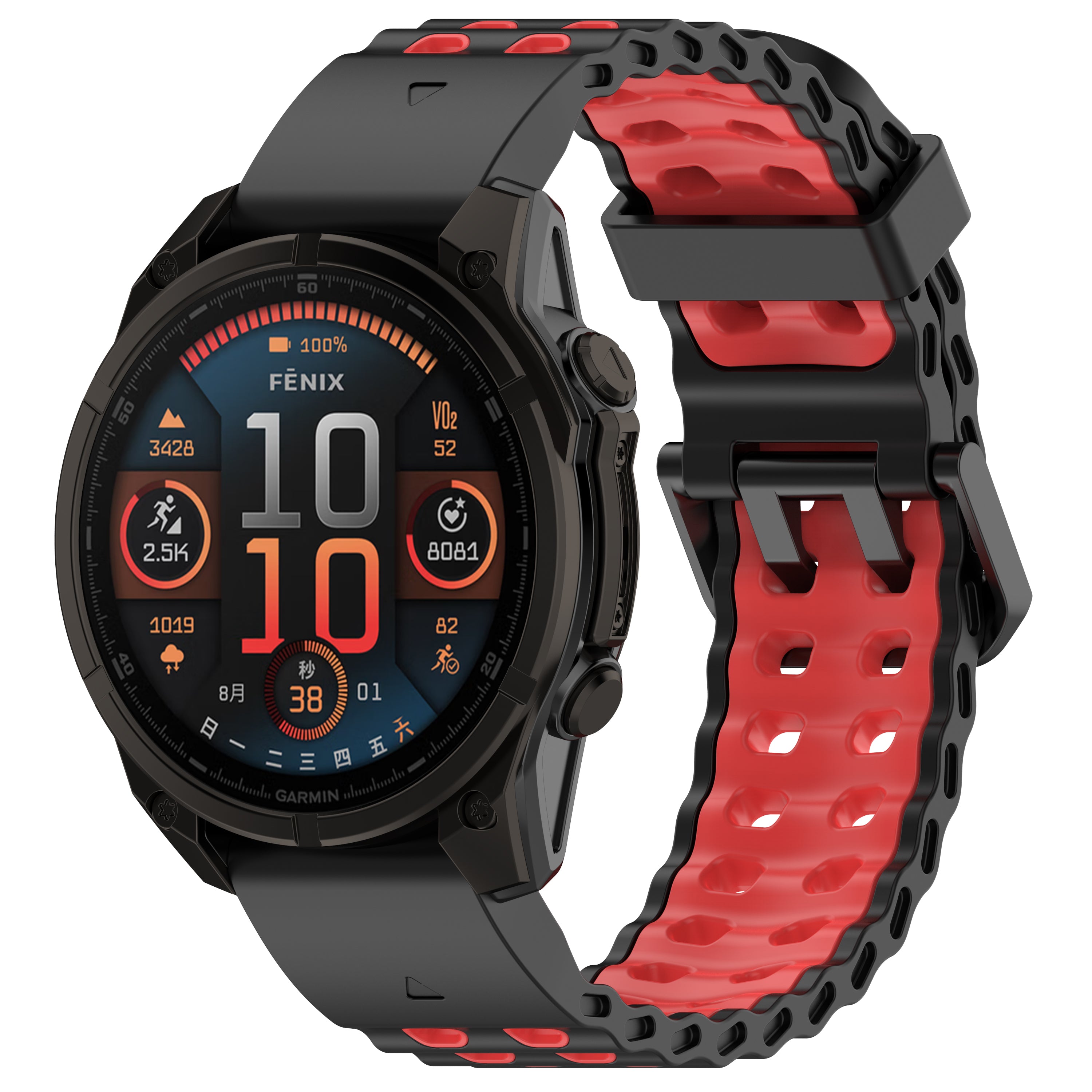 Bracelet sport ondulé Garmin Descent Mk2(i) (noir/rouge)