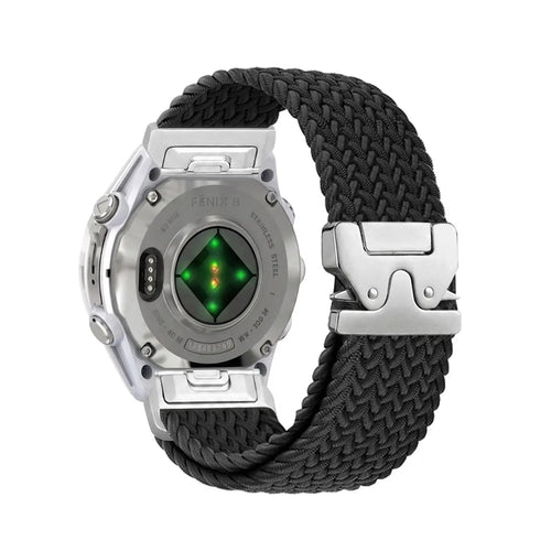 Bracelet tressé boucle en P Garmin Instinct (noir avec argent)