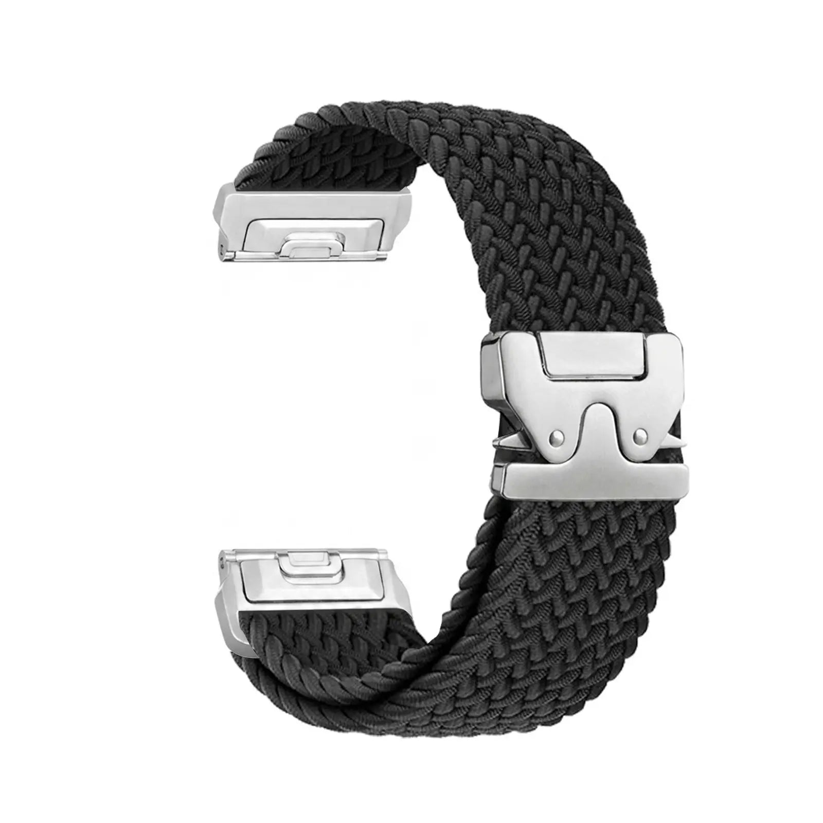 Bracelet tressé boucle en P Garmin Instinct (noir avec argent)