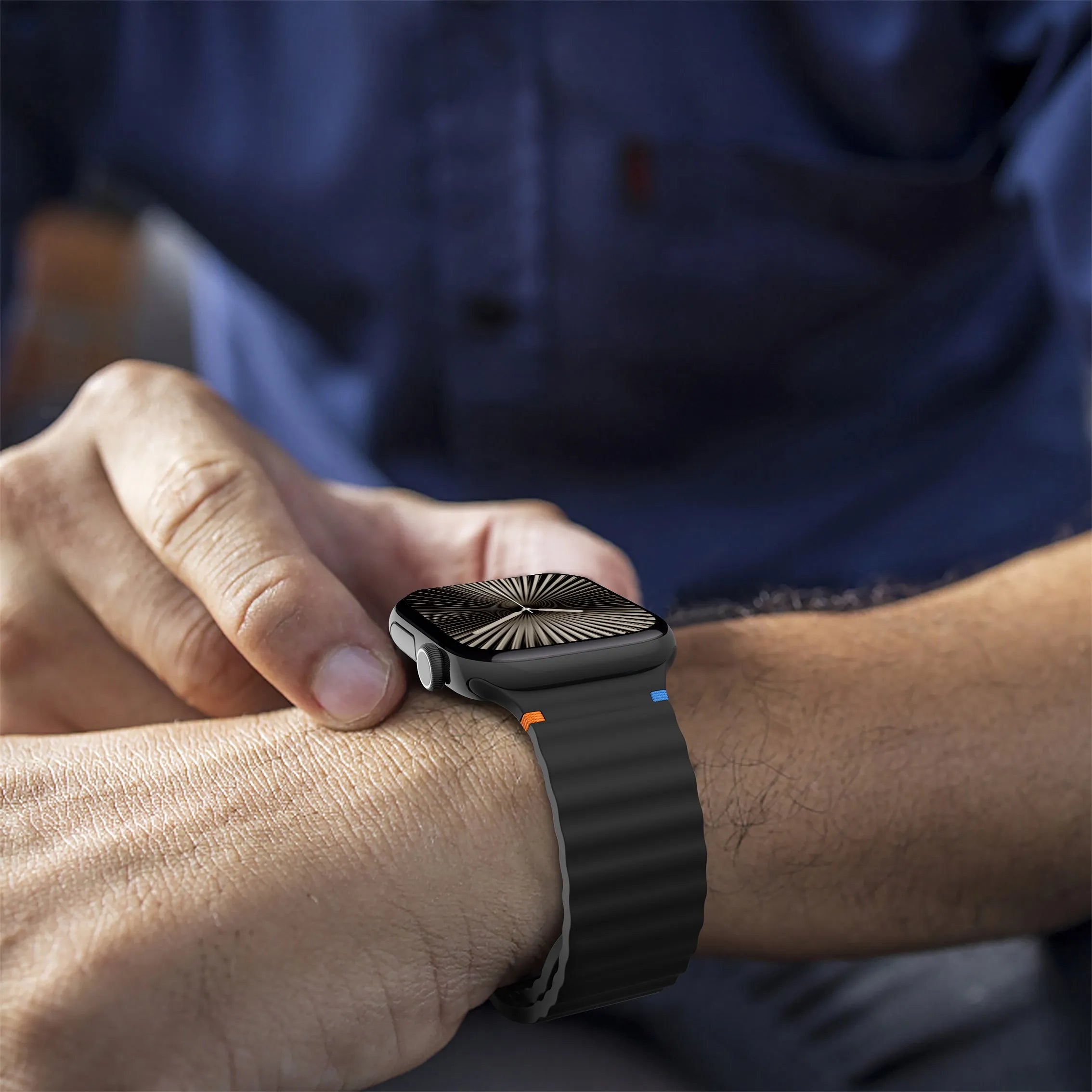 Bracelet Silicone Wave Apple Watch (noir)