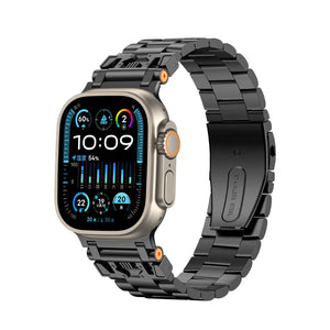 Bracelet acier mecha Apple Watch (noir)