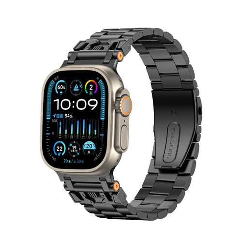 Bracelet acier mecha Apple Watch (noir)