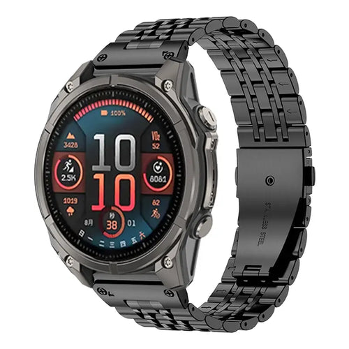 Garmin Fenix 5x/6x Premium '7 bead' Steel Strap (Black)