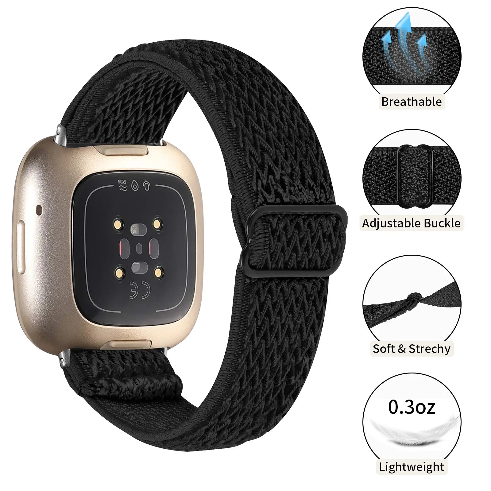 Fitbit Sense 2 Elastic Strap (Black)