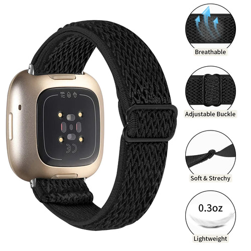 Fitbit Versa 3 Elastic Strap (Black)