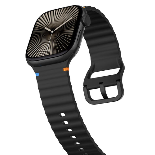Bracelet Silicone Wave Apple Watch (noir)