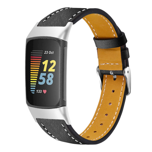 Bracelet cuir moderne Fitbit Charge 6 (noir)