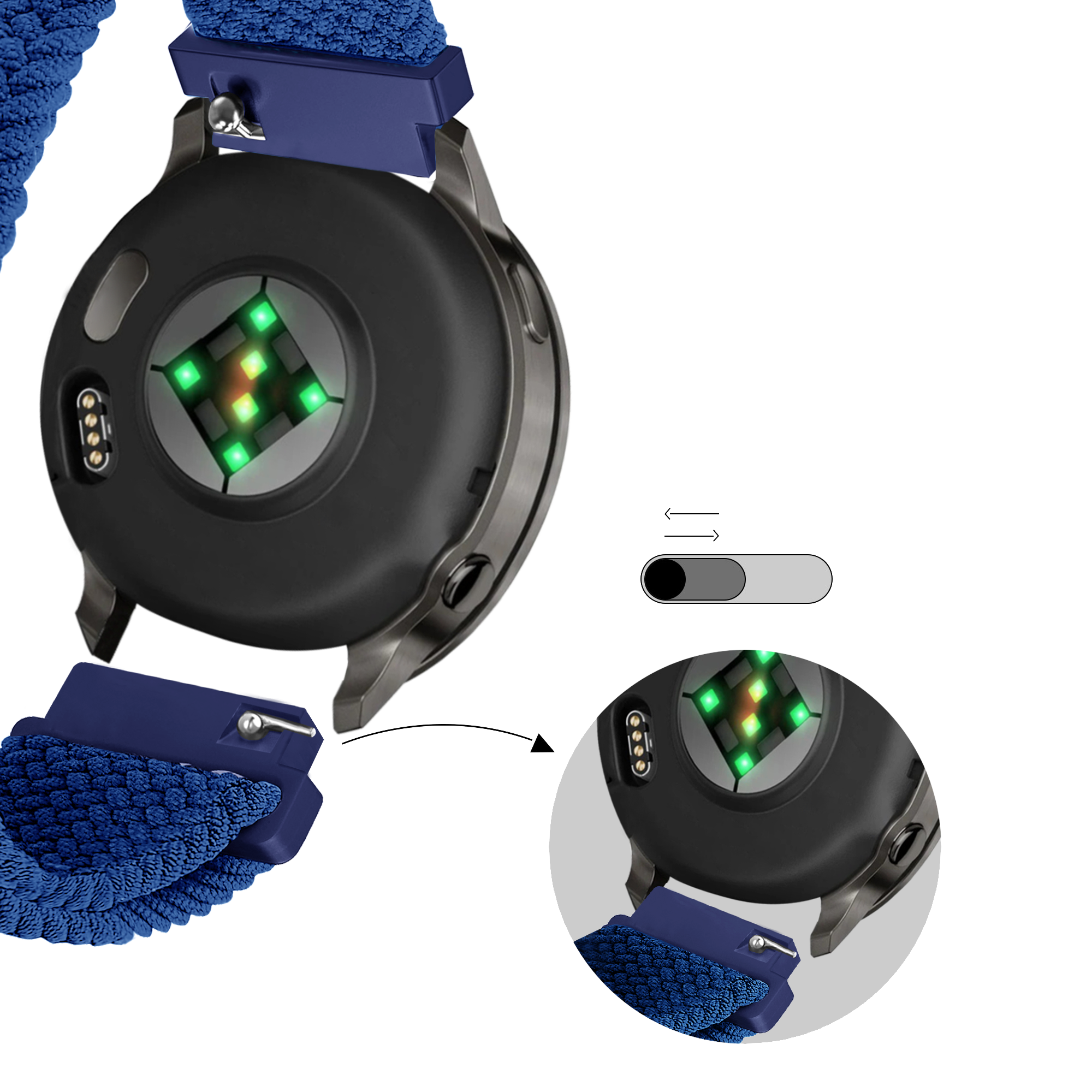 Bandz Garmin Forerunner 265s Adjustable Braided Strap (Blue)