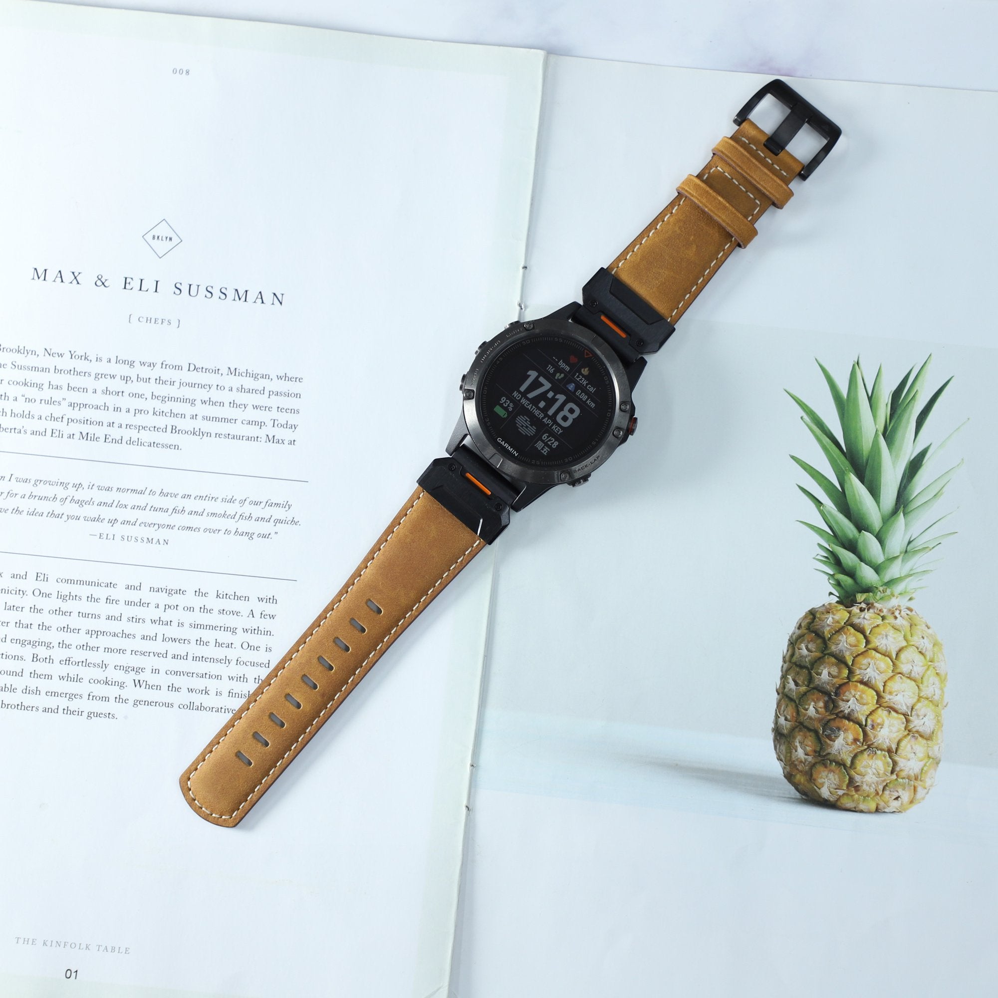 Garmin Descent MK3i - 51mm Genuine Leather Strap (Brown)