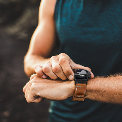 Bracelet cuir premium Garmin Descent G2 (marron)