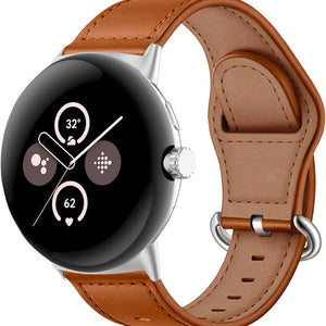 Google Pixel Watch 4 - 41mm Leather Buckle Strap (Brown)