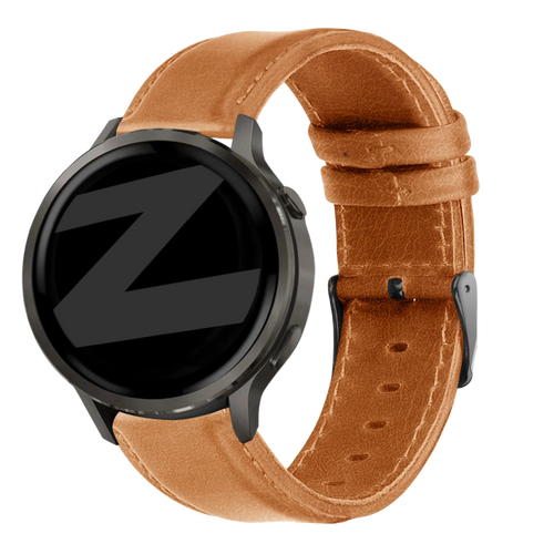 Bandz Garmin Forerunner 265 Leather Strap 'Classic' (Brown)