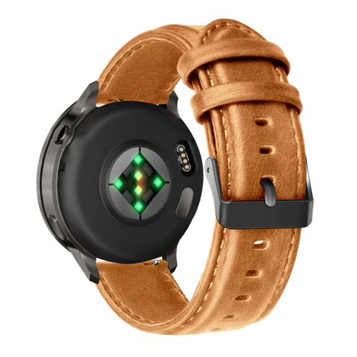 Bandz Garmin Forerunner 265 Leather Strap 'Classic' (Brown)