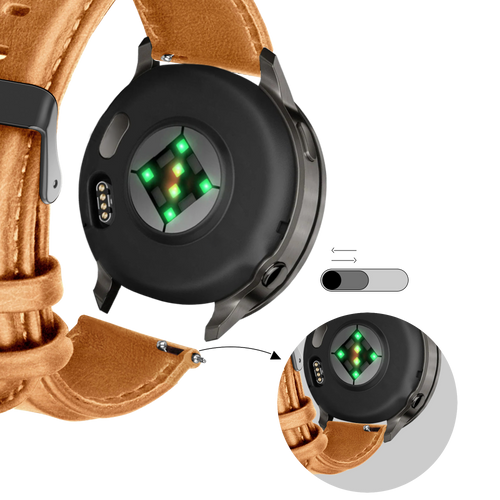 Bandz Garmin Forerunner 265 Leather Strap 'Classic' (Brown)