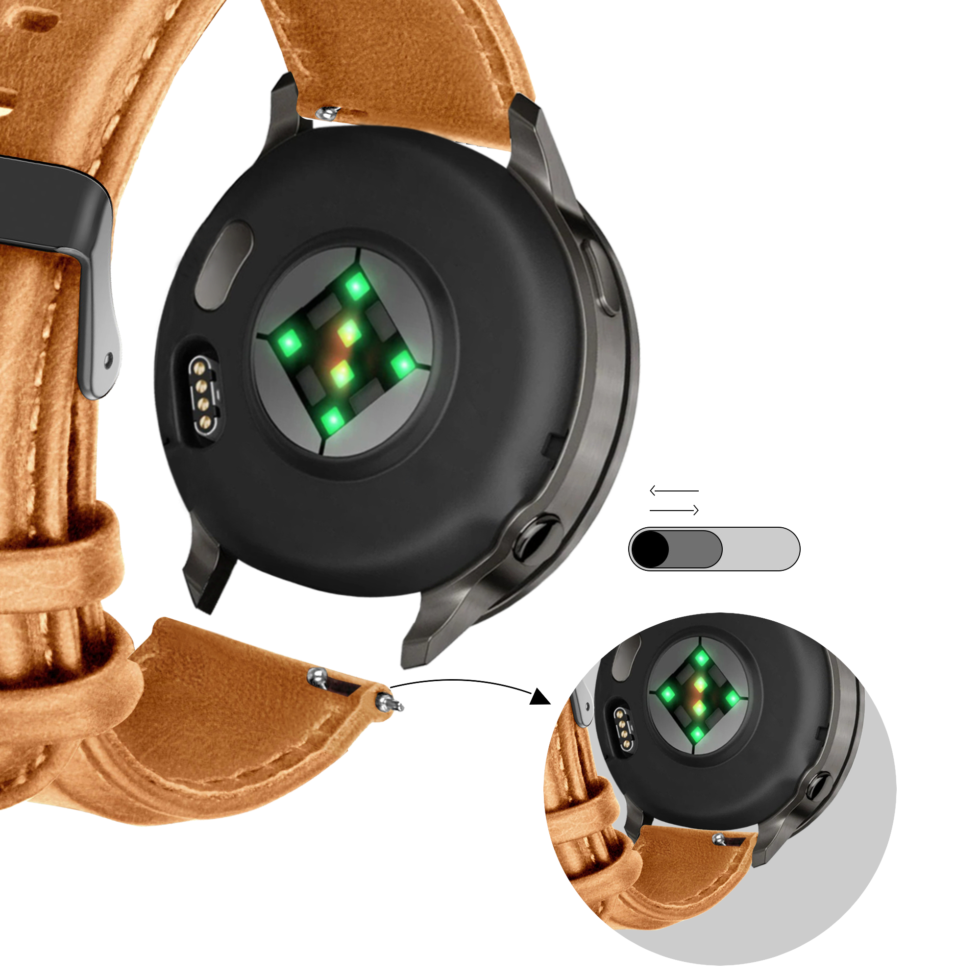 Bandz Garmin Venu 2 Leather Strap 'Classic' (Brown)