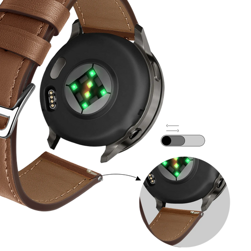 Bandz Garmin Forerunner 265s Leather Strap 'Deluxe' (Brown)