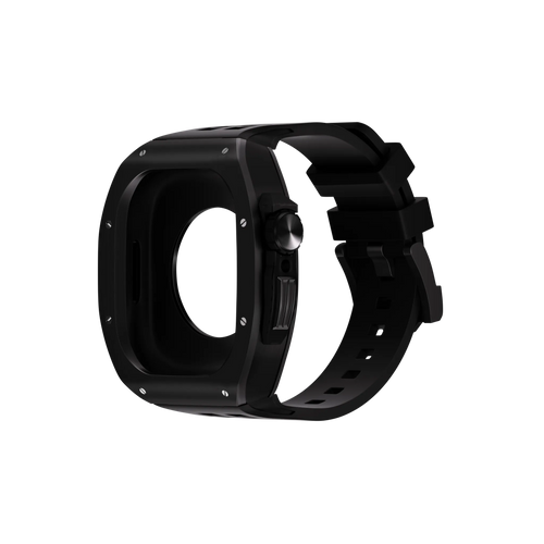Reqior Boîtier en polymère et acier avec bracelet en caoutchouc Apple Watch 45mm (noir)