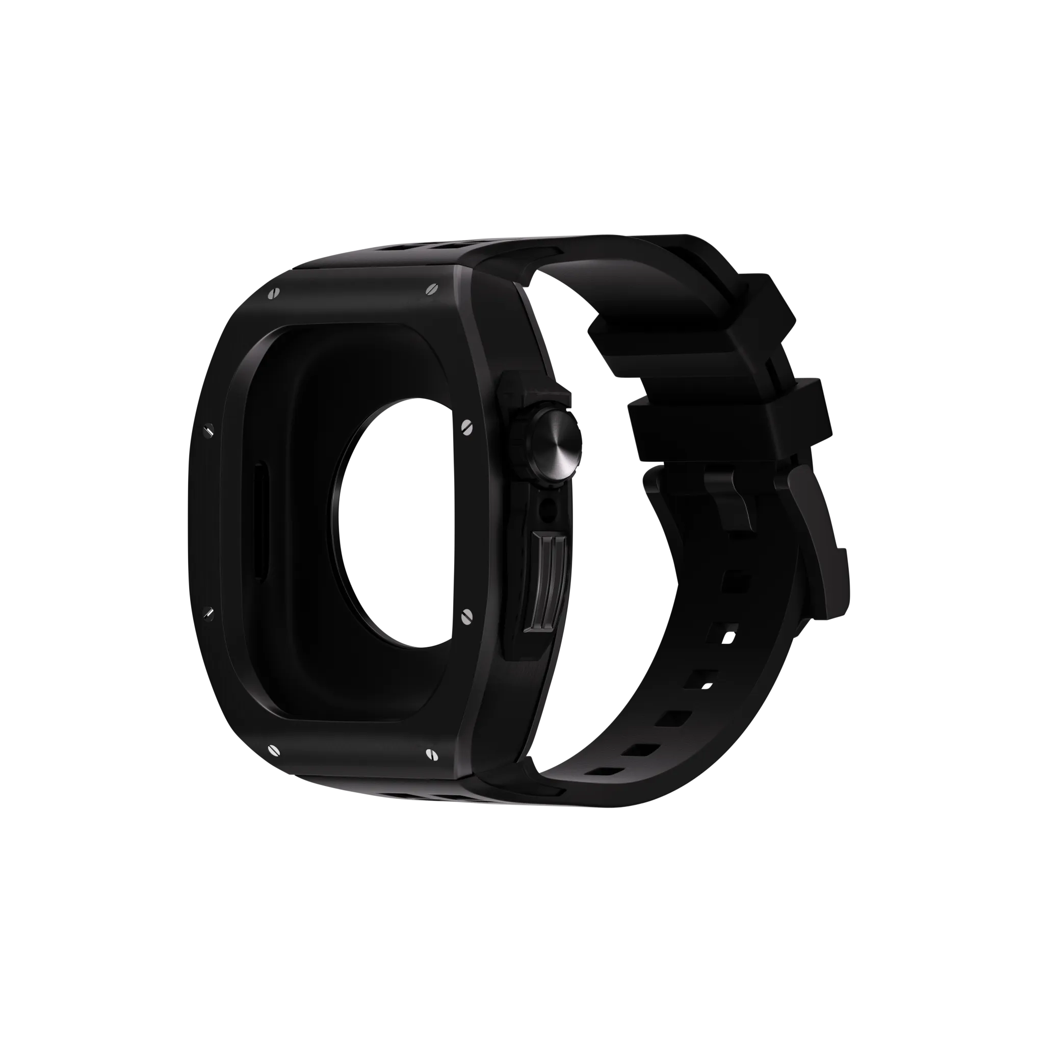 Reqior Boîtier en polymère et acier avec bracelet en caoutchouc Apple Watch 45mm (noir)