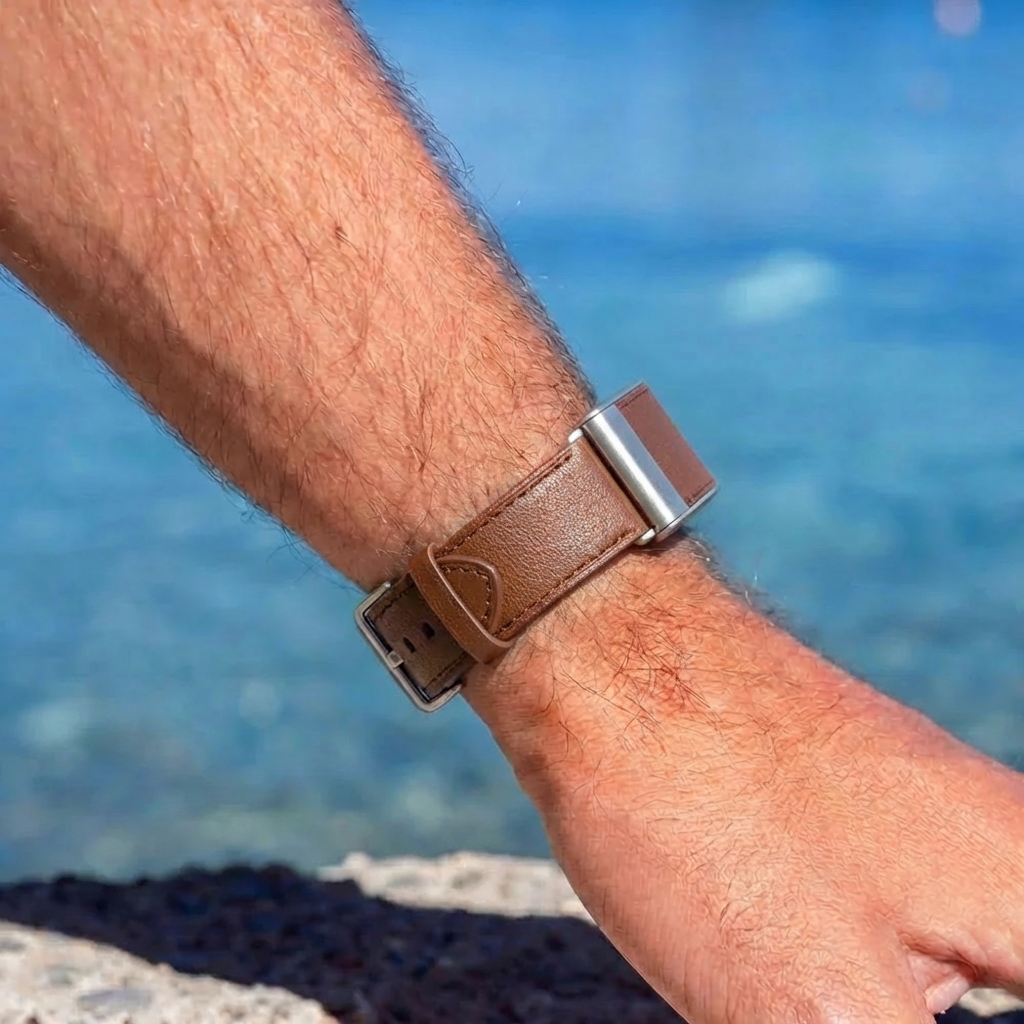 Bracelet cuir compatible avec Whoop 5.0 (marron)