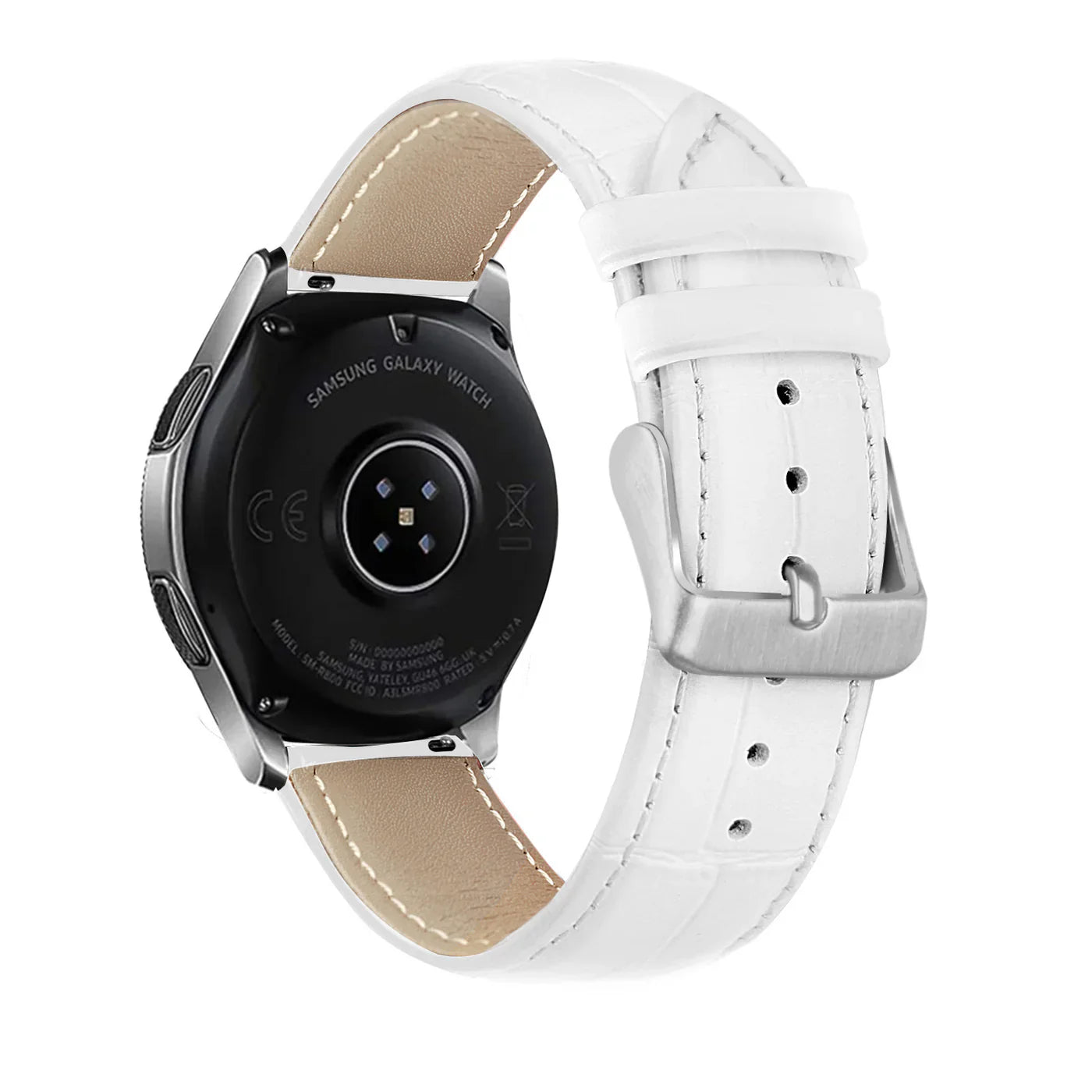 Bracelet cuir crocodile granulé Amazfit Active 2 (blanc)
