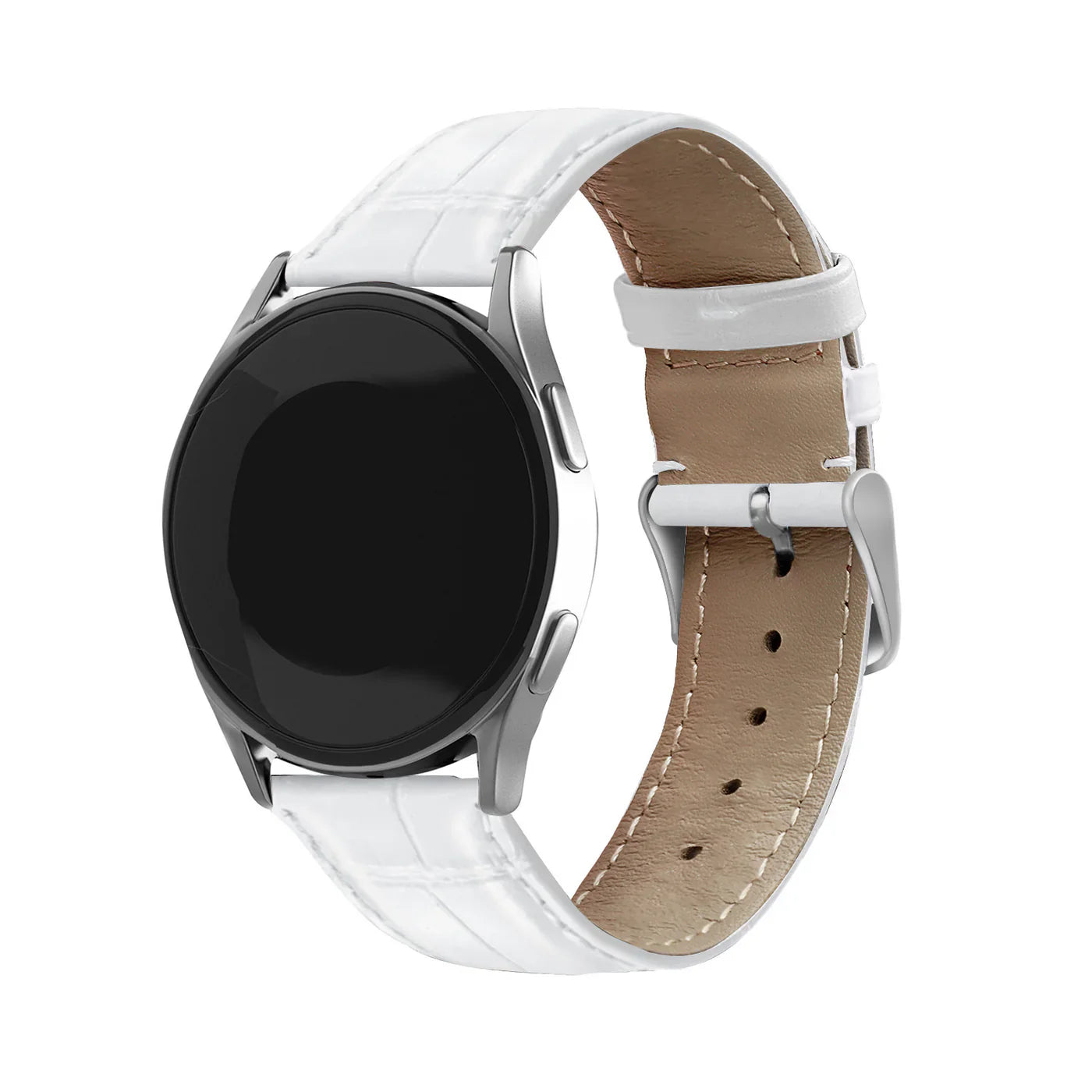 Bracelet cuir crocodile granulé Withings Steel HR Sport (blanc)