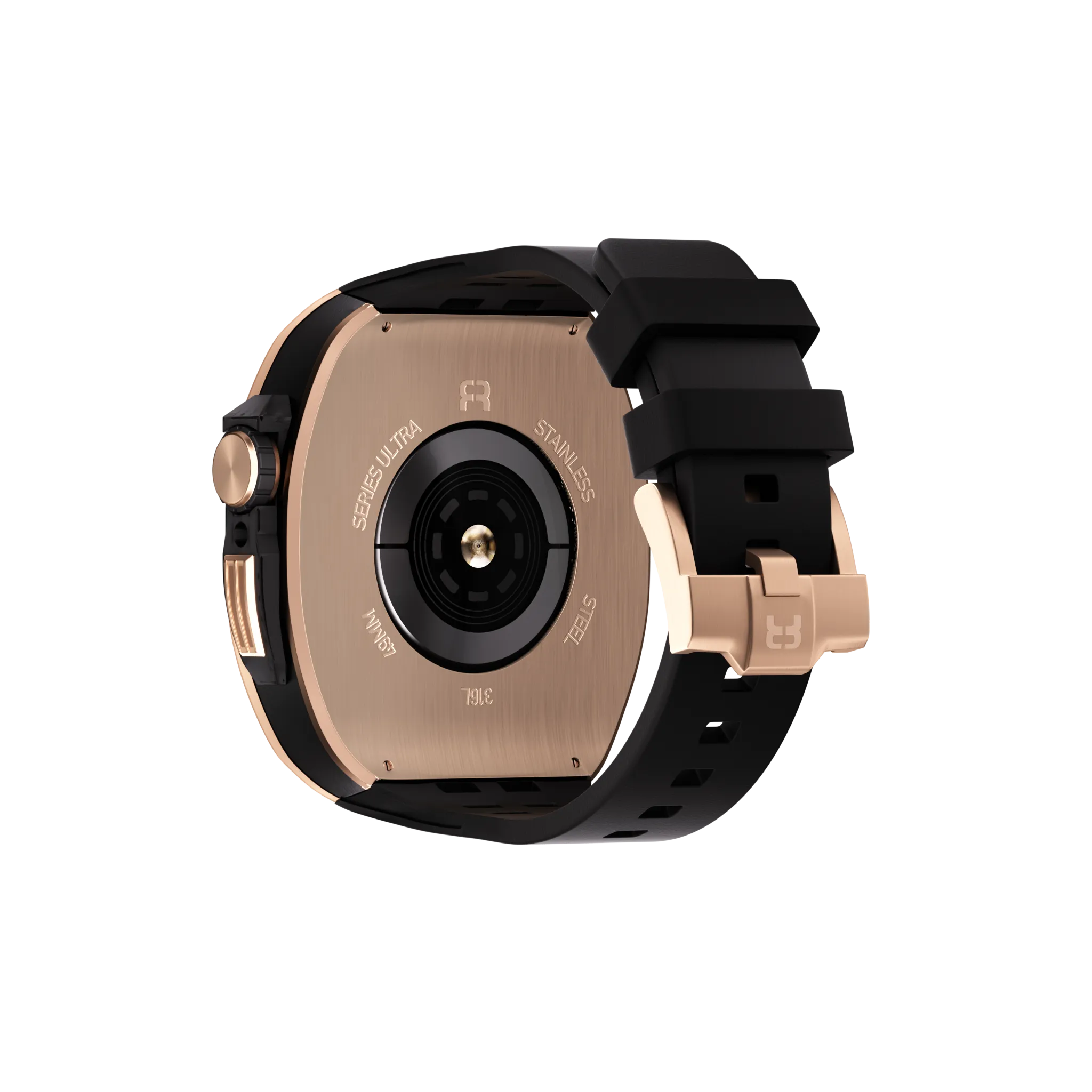 Reqior Boîtier en polymère et acier avec bracelet en caoutchouc Apple Watch 45mm (rose or)