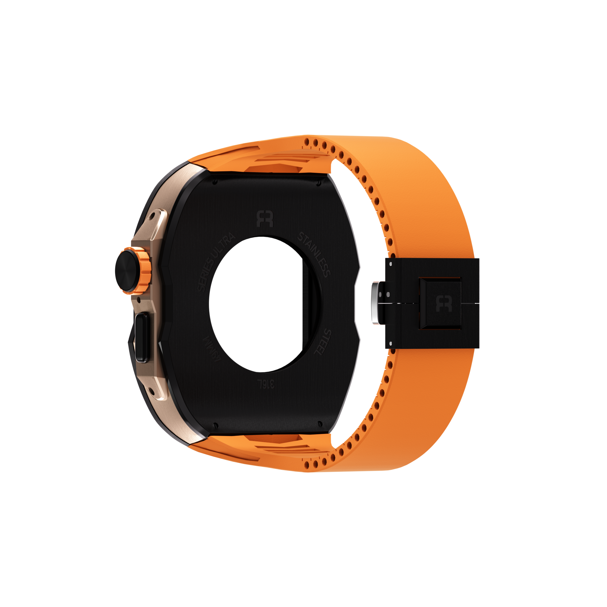 Reqior Boîtier avec bracelet en caoutchouc Apple Watch Ultra (noir/orange)