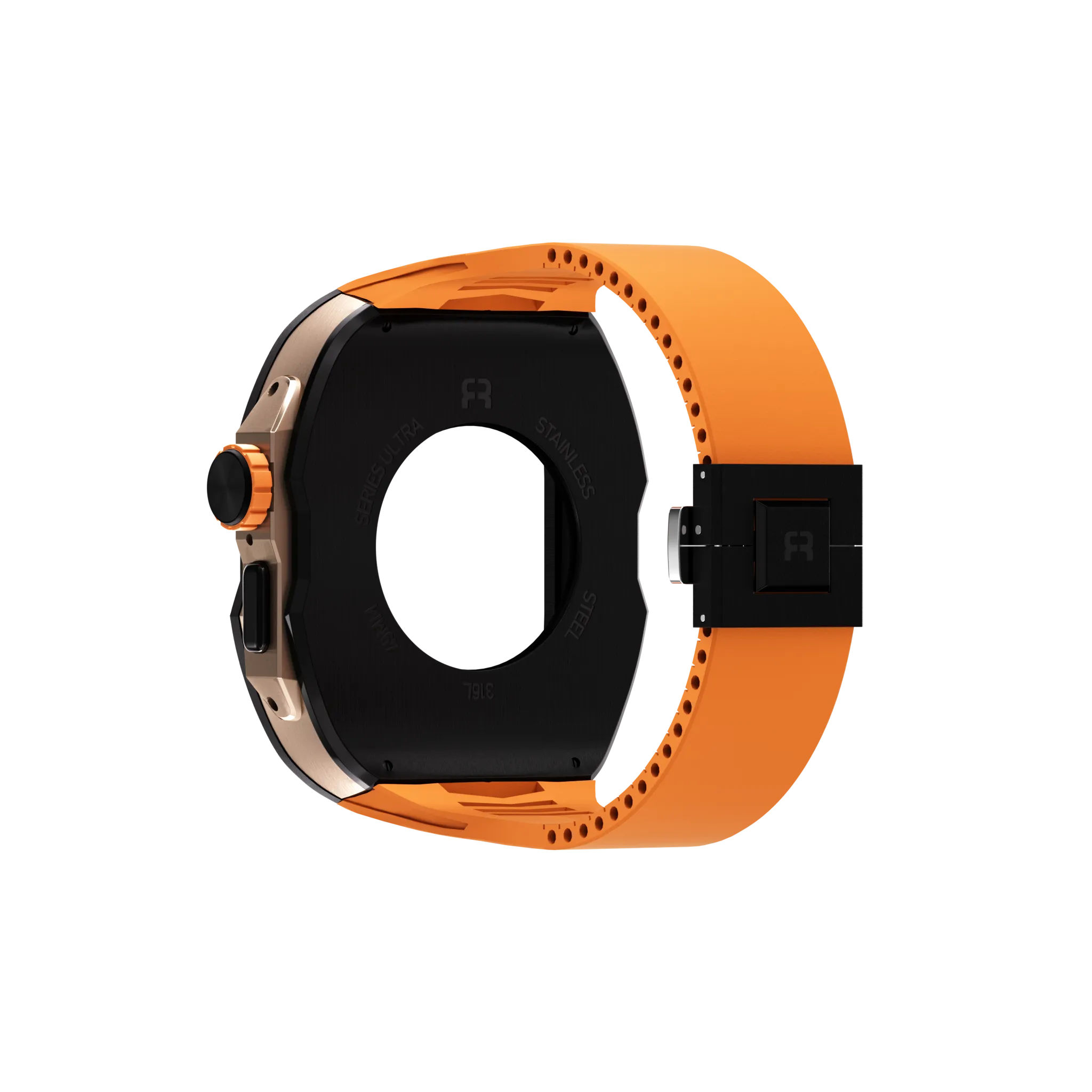 Reqior Boîtier avec bracelet en caoutchouc Apple Watch Ultra (noir/orange)