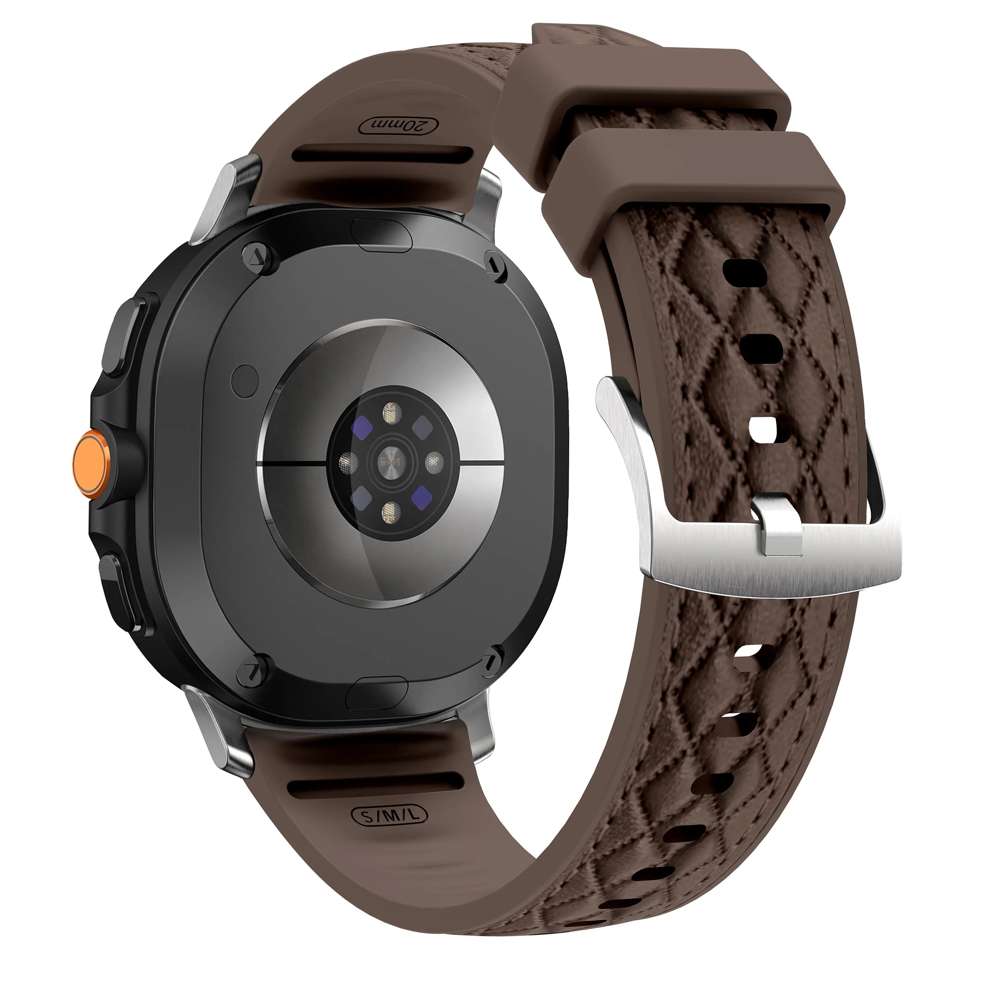 Samsung Galaxy Watch 8 - 44mm Diamond Leather Hybrid Strap (Dark Brown)