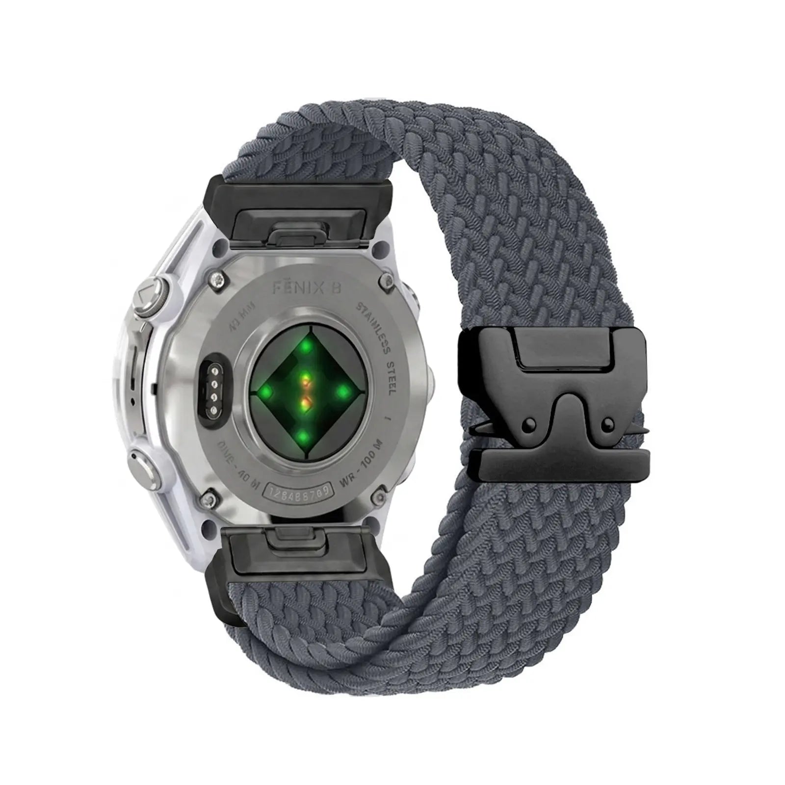 Bracelet tressé boucle en P Garmin Instinct (gris foncé avec noir)