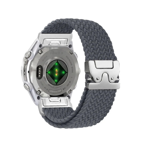 Bracelet tressé boucle en P Garmin Instinct (gris foncé avec argent)