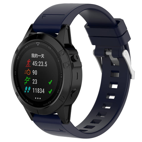 Bracelet silicone brillant Garmin Quatix 8 Pro - 47mm (bleu foncé)
