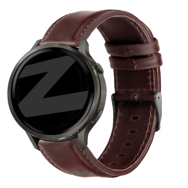Bandz Garmin Vivoactive 6 Leather Strap 'Classic' (Dark Brown)