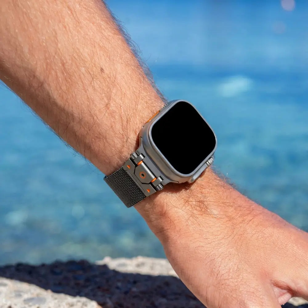 Bandz Apple Watch rugged Milanese loop band (titanium grijs)