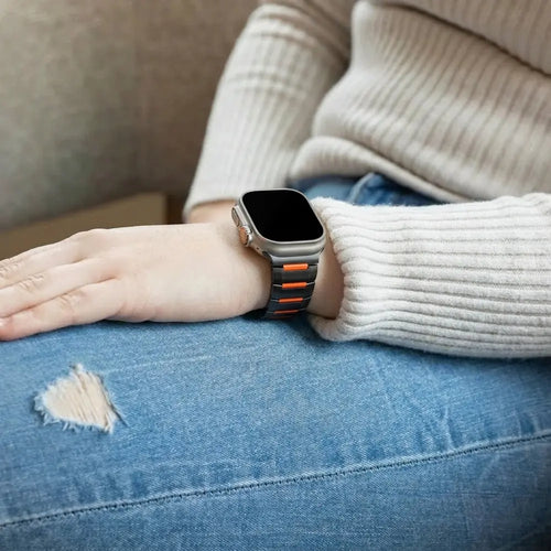 Apple Watch Ultra Steel Hybrid Strap (Black/Orange)