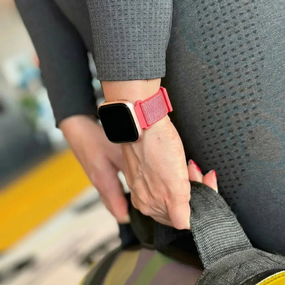 Fitbit Versa-Versa 2 Nylon Strap (Bright Pink)