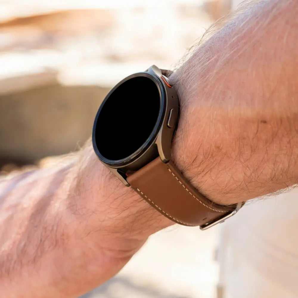 Bandz Bracelet cuir 'Easy Fit' Pebble Round 2 - 20mm (marron)