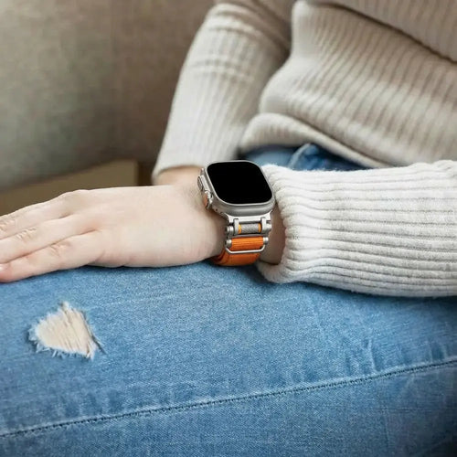 Bandz Apple Watch Ultra Nylon Strap 'Explorer' (Orange/Titanium)