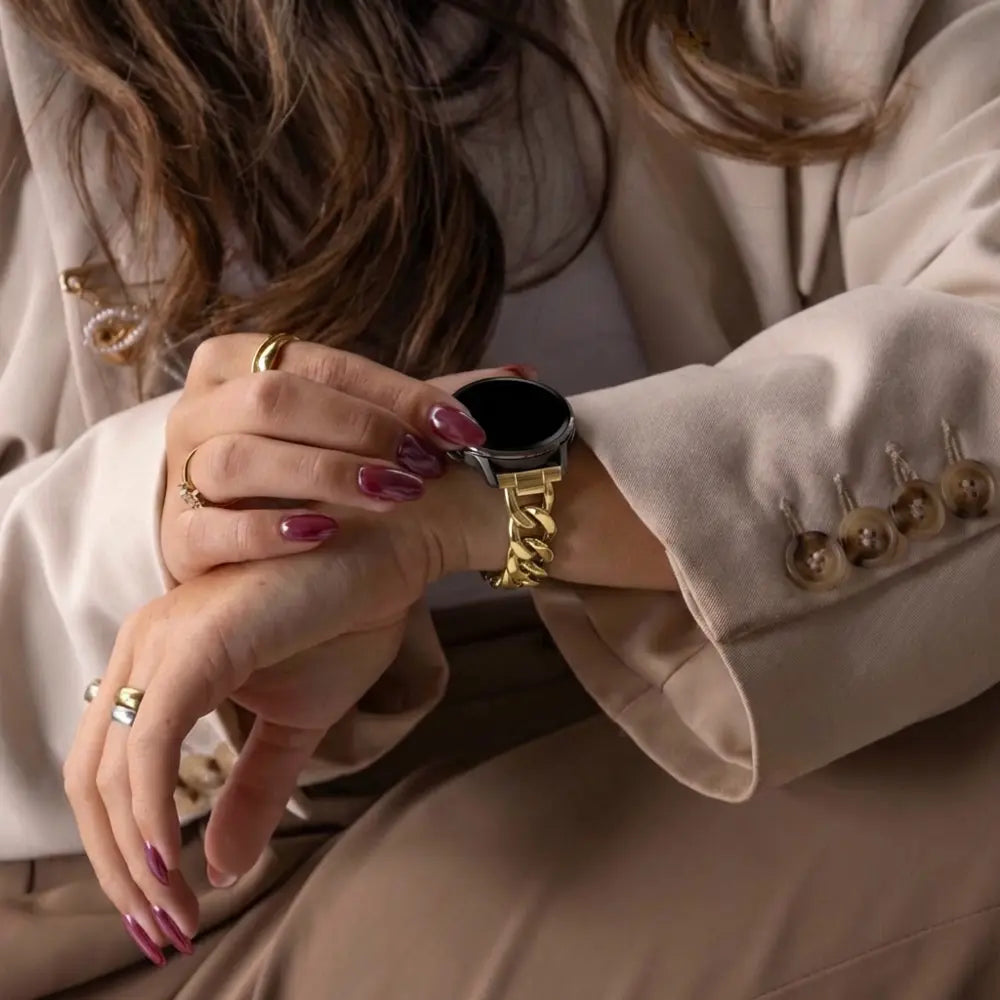 Bandz Garmin Vivoactive 6 Metal Strap 'Chains' (Gold)