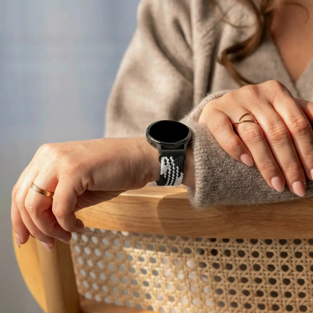 Bandz Bracelet tressé 'Parachute' Garmin Approach S40 (noir/blanc)