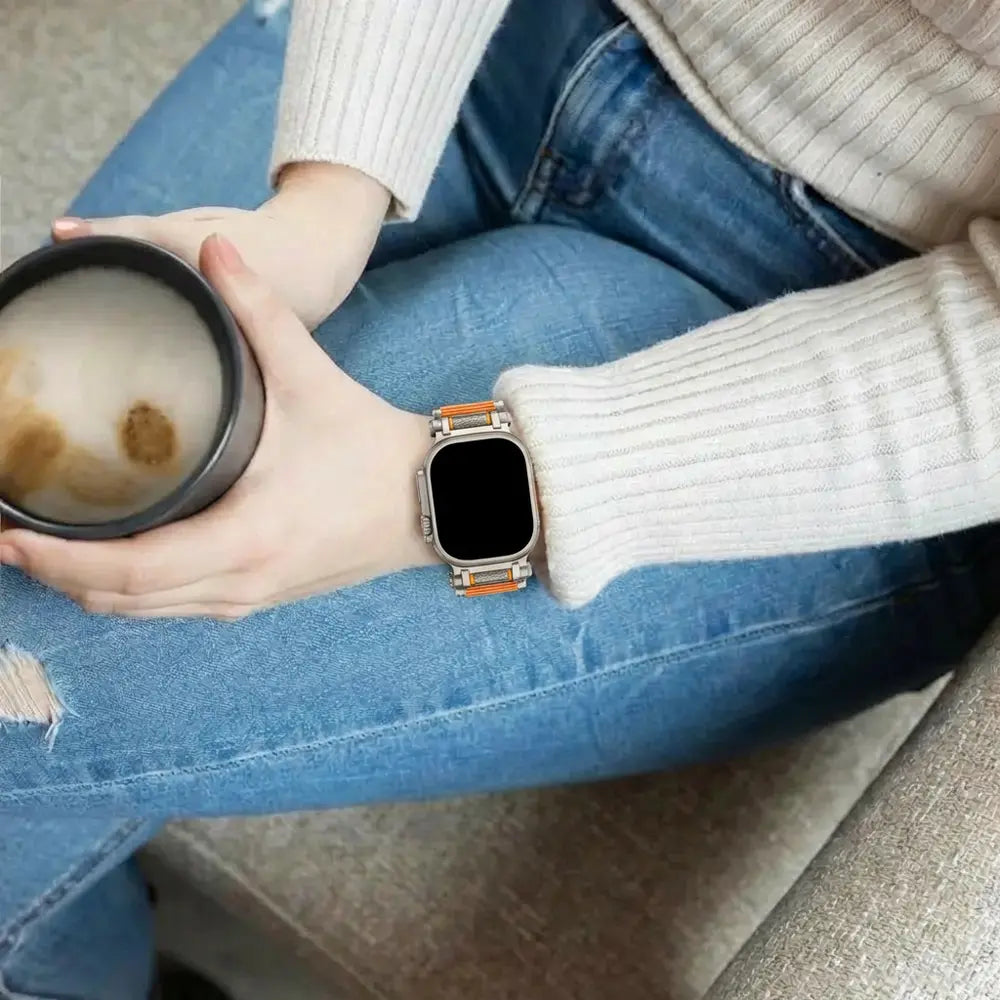 Bandz Apple Watch Ultra Nylon Strap 'Explorer' (Orange/Titanium)