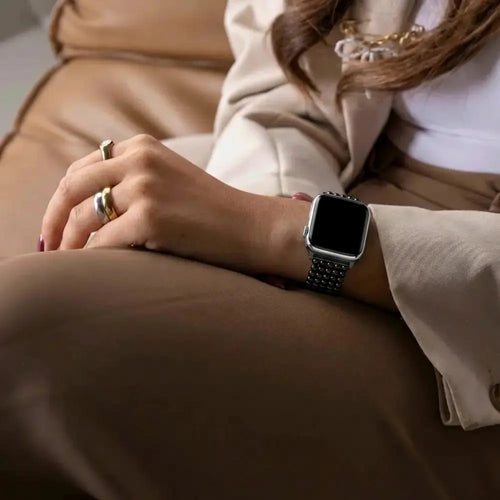 Bracelet perles acier Apple Watch Ultra (noir)