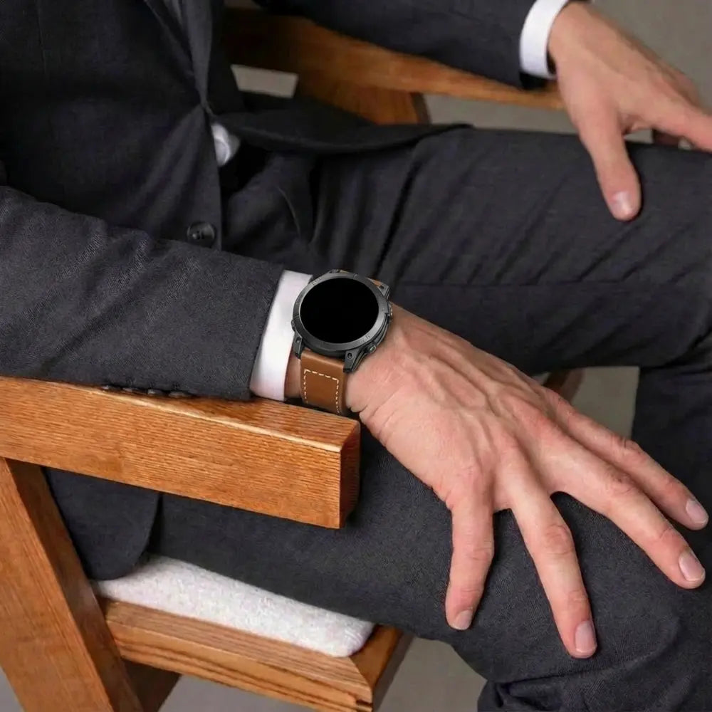 Bracelet cuir premium Garmin Instinct 3 - 50mm (marron)