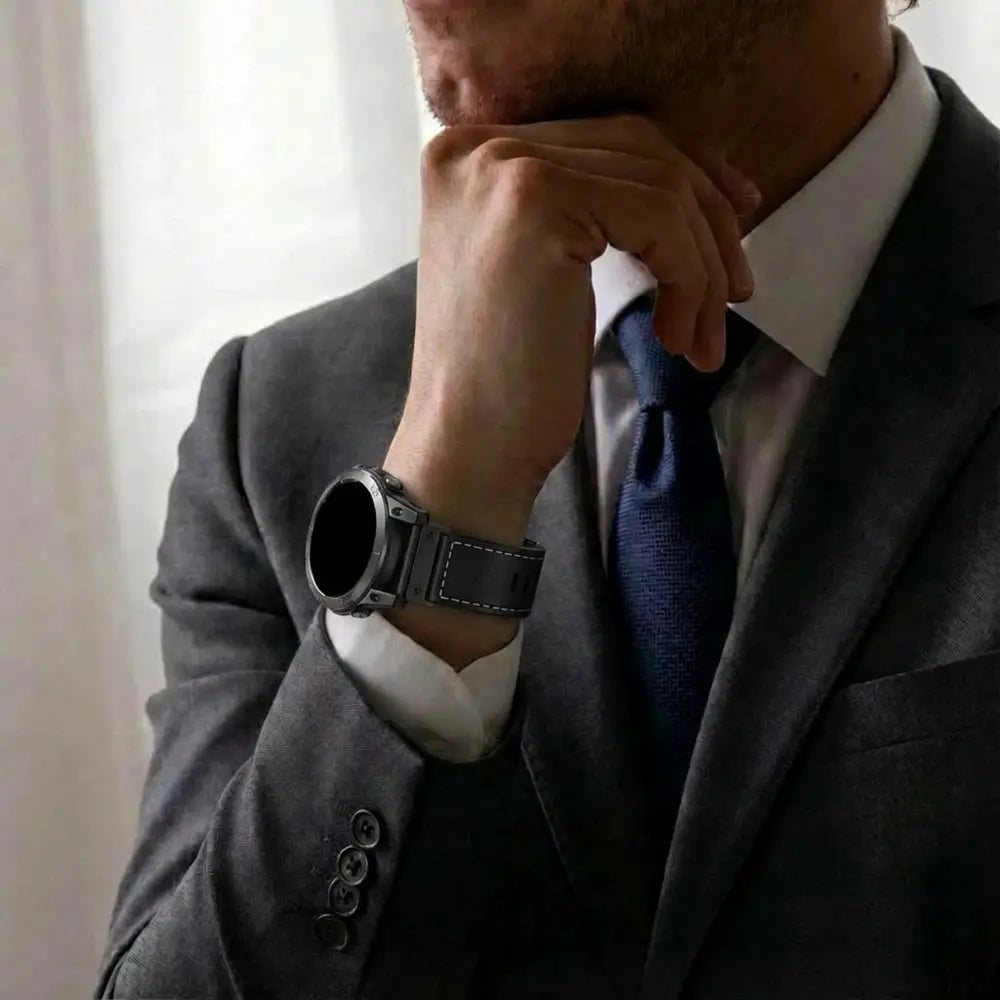 Bracelet cuir premium Garmin Instinct 3 - 50mm (noir)